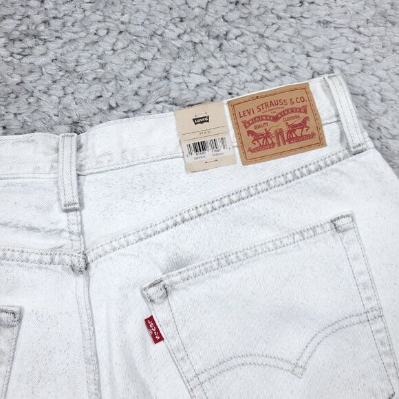 Levi's 94 Baggy White Gray Bleached Noir Straight Leg Jeans Women's Size 34 x 31 - Picture 4 of 13